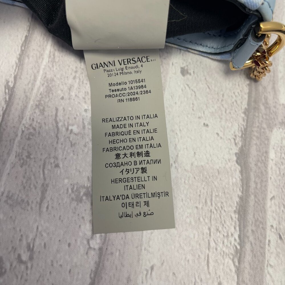 Versace Gold Medusa Quilted Shoulder Bag w/ Blue & White Check - NWT - Picture 10 of 11